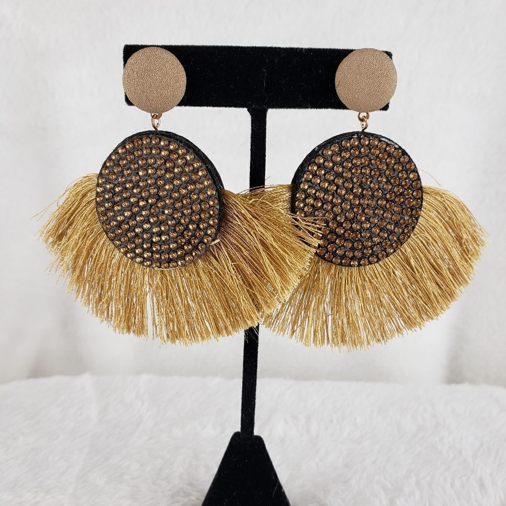 Fringe and Rhinestone Earrings